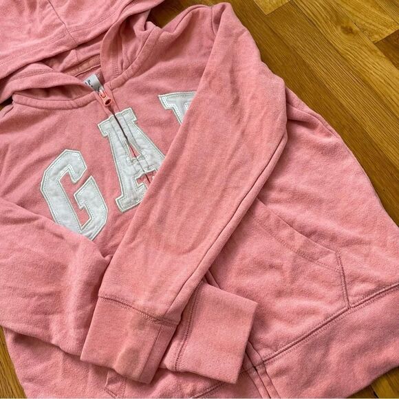 4/$25 Gap Logo Zip Up Hoodie Sweatshirt Girls Size Medium 8 Coral Pink - Picture 5 of 14